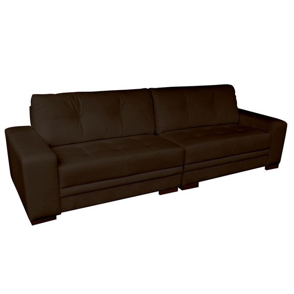 Sofá 4 Lugares Bipartido Sala de Estar Milano 280cm Couro Marrom - Gran Belo