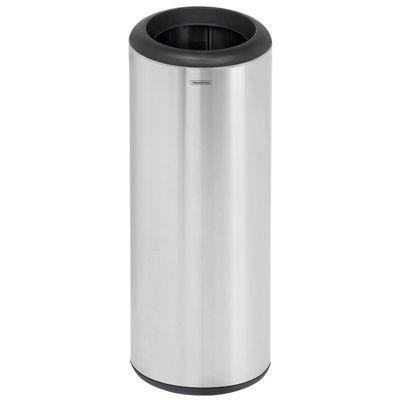 Lixeira Inox Tramontina Cápsula com Acabamento Scotch Brite e Aro e Base em Polipropileno 31 L
