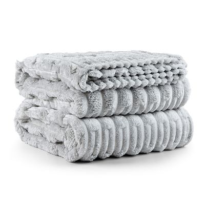 Cobertor Coberta Polar Queen 2,40x2,20 Manta Ultrasoft Alto Relevo Extra Macia Platina Cinza