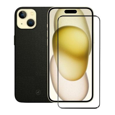 Kit Capa Couro Dual Preta e Pelicula Ultra Glass para iPhone 15 - Gshield