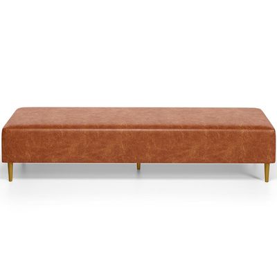 Kit 02 Puffs Decorativo Sala de Estar Bali W01 Pés Palito 170x60cm Couríssimo Camel - Lyam Decor