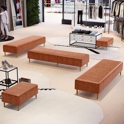 Kit 02 Puffs Decorativo Sala de Estar Bali W01 Pés Palito 170x60cm Couríssimo Camel - Lyam Decor