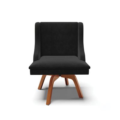 Kit 10 Cadeiras de Jantar Liz Suede Preto Base Madeira Mm35 D03 - D'Rossi