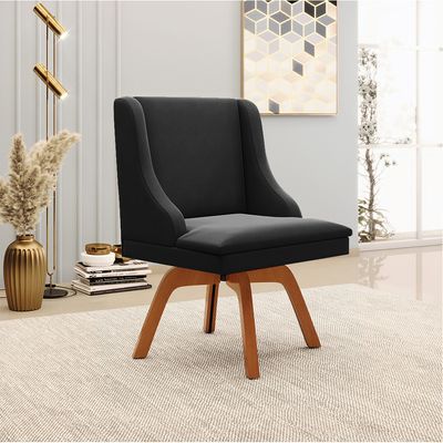 Kit 10 Cadeiras de Jantar Liz Suede Preto Base Madeira Mm35 D03 - D'Rossi
