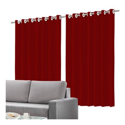 Cortina Blackout Vermelha c/Forro Ilhós 280x220cm Corta Luz