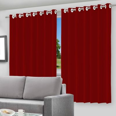 Cortina Blackout Vermelha c/Forro Ilhós 280x220cm Corta Luz