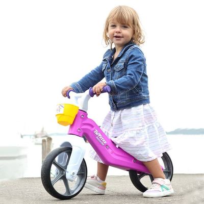 Bicicleta Rosa Infantil Sem Pedal Banco Ajustável e Cestinha
