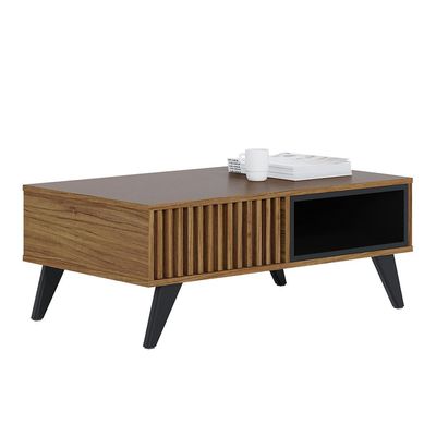 Kit Aparador Para Sala De Estar Áustria Com Mesa De Centro Delta C04 Preto Noce Milano - Lyam Decor