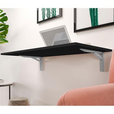 Mesa Dobrável de Parede Cozinha Escritório Slim L03 Suspensa 120x45 BP Preto Fosco - Lyam Decor
