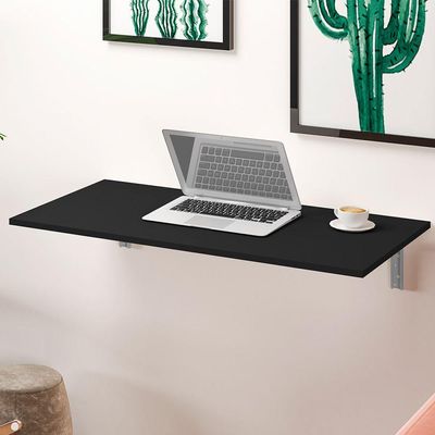 Mesa Dobrável de Parede Cozinha Escritório Slim L03 Suspensa 120x45 BP Preto Fosco - Lyam Decor