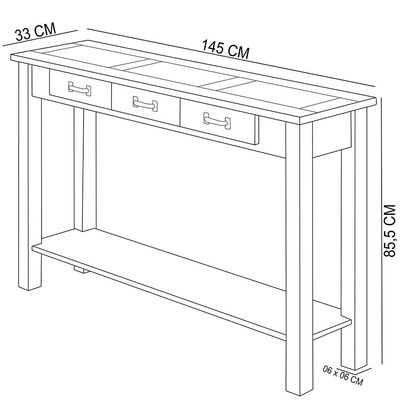 Aparador Buffet Com Cerâmica 01 Gaveta 145cm W02 New Rústico Madeira Maciça Imbuia - Lyam Decor