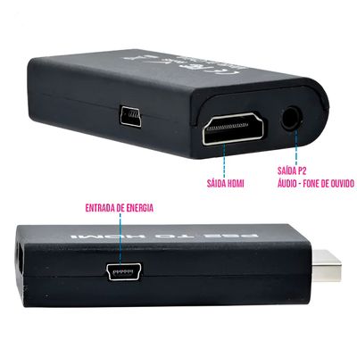 Conversor Adaptador PS2 to HDMI Áudio Vídeo Exibição
