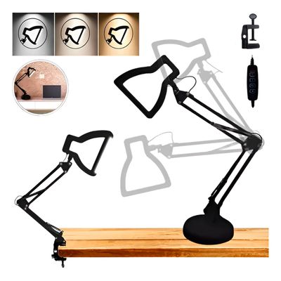 Luminária de Mesa 3D Lâmpada Dimerizável LED Preto - Design Moderno e Elegante para Casa e Escritório