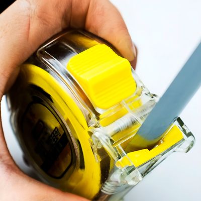 Trena Métrica Manual com Trava Acrílico Transparente 3m - Gancho Magnético e Alta Durabilidade