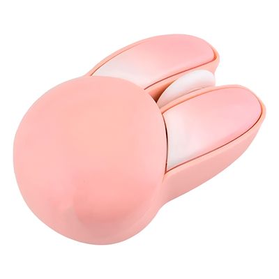 Mouse Sem Fio Rosa Orelhas de Coelho 2.4GHz Ergonômico 1200 DPI