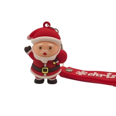 Chaveiro Natalino Papai Noel em Borracha com Pingente Christmas Presente Decoração
