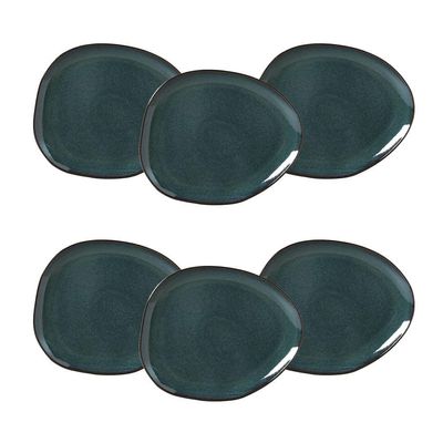 Conjunto de Pratos Rasos Ovais Orgânico 31cm 6 Peças Porto Brasil Azul