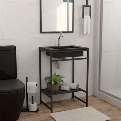 Gabinete Banheiro Ferro Iron Black 60x45cm Preto Fosco
