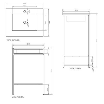 Gabinete Banheiro Ferro Iron Black 60x45cm Preto Fosco