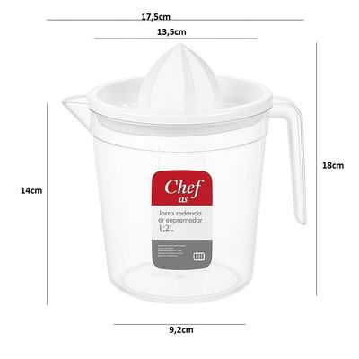 Espremedor Limao Laranja Manual Jarra Suco De Frutas Dosador Portatil 1,2l Alca Suqueira Agua Bebidas