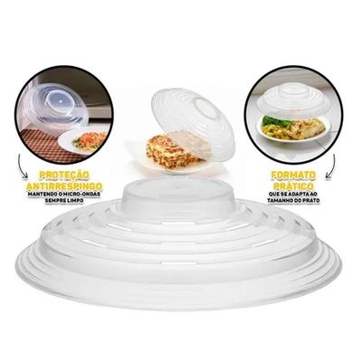 Tampa Microondas Bpa Free Protetora De Alimentos Plastico Anti Sujeira Respingo Prato Cozinha 26cm