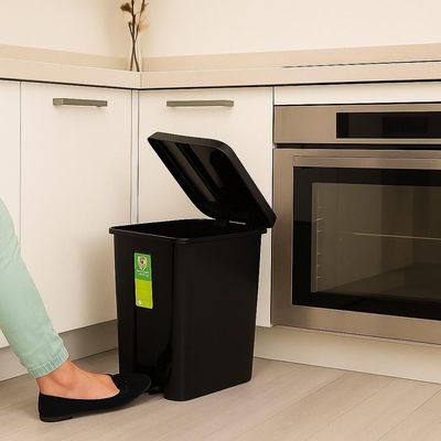 Lixeira Pedal Ecologica Cesto De Lixo 15 Litros Reforcada Casa Cozinha Banehiro Escritorio Coleta Seletiva Tampa Preta