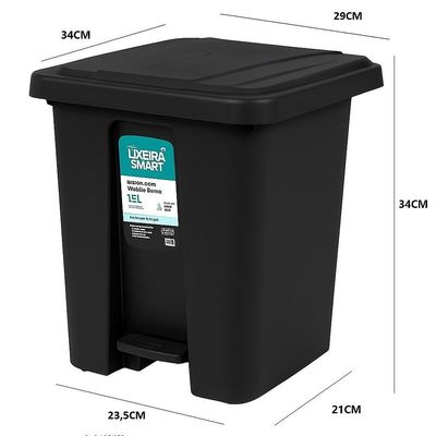 Lixeira Pedal Ecologica Cesto De Lixo 15 Litros Reforcada Casa Cozinha Banehiro Escritorio Coleta Seletiva Tampa Preta