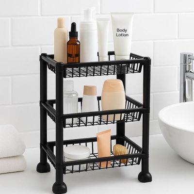 Organizador Estante 3 Prateleiras Cesto Fruteira Tripla Multiuso Mesa Bancada Fruta Cosmeticos Brinquedos Banheiro Cozin