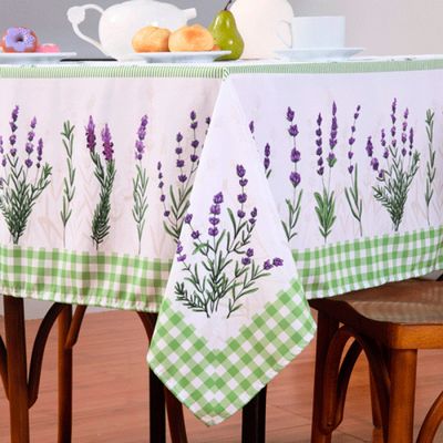 Toalha de Mesa Tropical Microfibra Estampada 2,50m x 1,50m para 8 Lugares - Lavanda