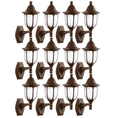 Kit 12 Arandelas de Parede Marrom 38cm Luminária Decorativa Clássico Dital Fachadas Varandas