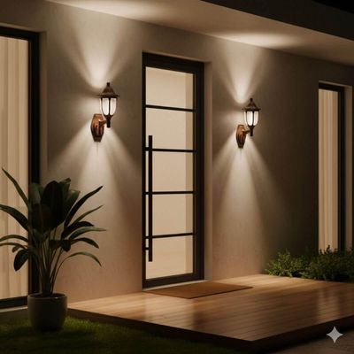 Kit 12 Arandelas de Parede Marrom 38cm Luminária Decorativa Clássico Dital Fachadas Varandas