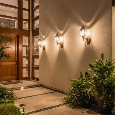 Kit 12 Arandelas de Parede Marrom 38cm Luminária Decorativa Clássico Dital Fachadas Varandas