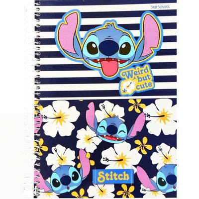 Caderno Espiral Capa Dura 1 Matéria - 80 Folhas - Stitch - Starschool