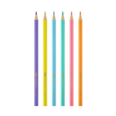 Lápis De Cor Pastel Com 6 Cores Brw