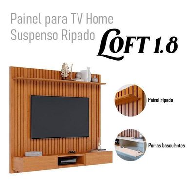 Painel Para Tv Home Suspenso Ripado Ambiente Loft 1.8 Nature - Imcal