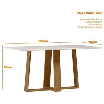 Mesa De Jantar Rubi 160x90 Cm Com Vidro Ype Damasco Off White – New Ceval