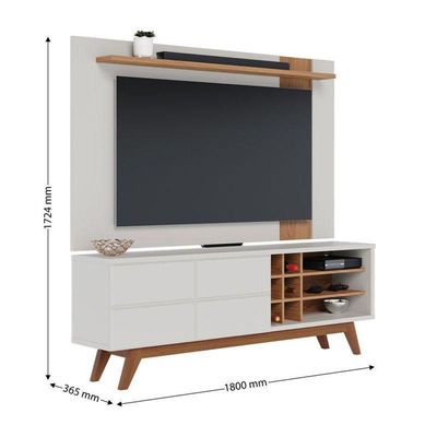 Rack Bancada Ambiente Noronha 1.8 E Painel Para Tv Extensivo Leme Off White Matte Freijó – Colibri