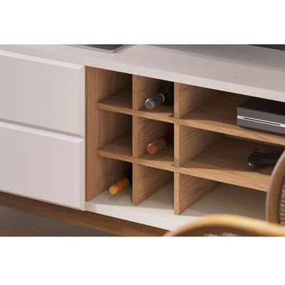 Rack Bancada Noronha 1.8 Com Painel Para Tv Suspenso Extensivo Leme Off White Matte Freijó - Colibri