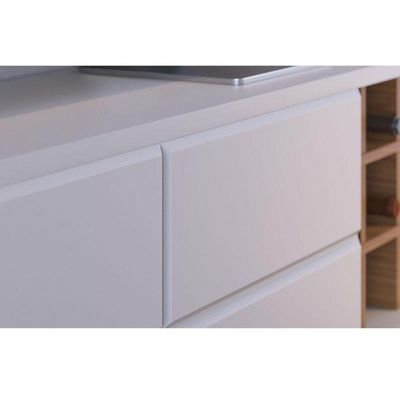 Rack Bancada Noronha 1.8 Com Painel Para Tv Suspenso Extensivo Leme Off White Matte Freijó - Colibri