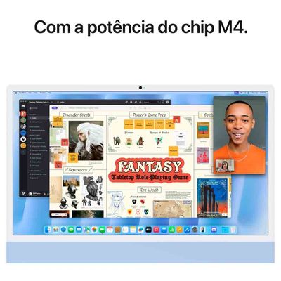 iMac 24", Tela Retina 4.5K Apple, Processador M4, (16GB RAM, SSD de 256GB) - Azul