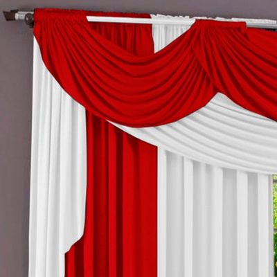 Cortina Imperiale Varão Tecido Malha Gel Sala Quarto 4,00 x 2,60 Metros - Vermelho e Branco