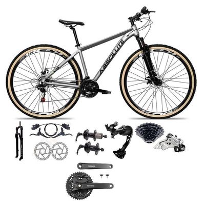 Bicicleta Aro 29 Absolute Nero 5 Câmbios Shimano Alívio-altus 27v Freio Hidráulico Garfo C-trava cinza Tam: 17