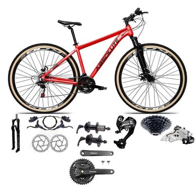 Bicicleta Aro 29 Absolute Nero 5 Câmbios Shimano Altus 27v Freios Hidráulico Garfo C-trava vermelho Tam: 17