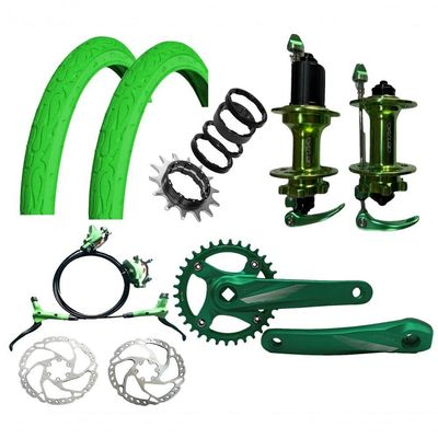 Bicicleta Aro 26 Gta Rebel Freeride Single Cubo K7 Barulhento Freio Hidraulico Aro Vmaxx Pneu Flame Verde