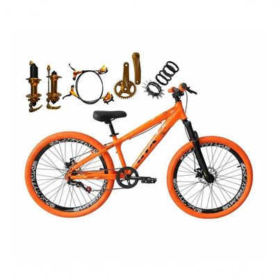 Bicicleta Aro 26 Gta Rebel Freeride Single Cubo K7 Barulhento Freio Hidraulico Aro Vmaxx Pneu Flame Laranja