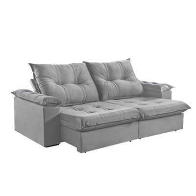 Sofá 2 Lugares Retrátil 210cm Pillow Top Reclinável M-191 Cinza