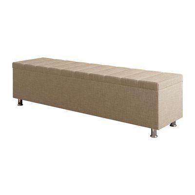 Calçadeira Baú Recamier Estofado Casal 140 Cm ônix Linho Bege