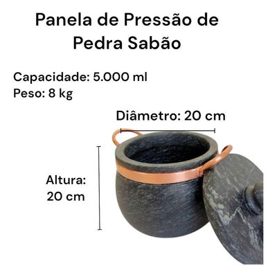 Panela De Pressão Pedra Sabão 5,0 Litros