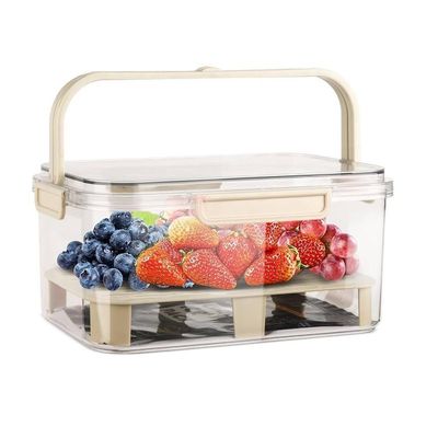 Kit 5 Potes Hermeticos Organizador Trava Lateral Geladeira Multifuncional Cesto Separador Agua Marmita Maleta Alca Livre
