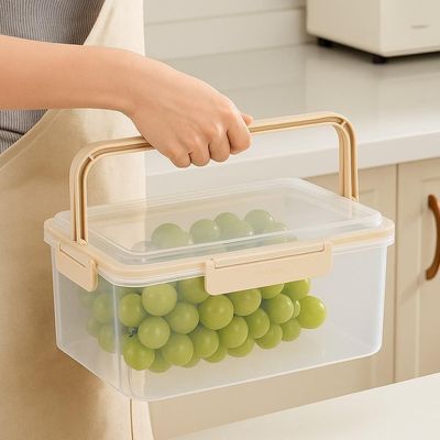 Kit 5 Potes Hermeticos Organizador Trava Lateral Geladeira Multifuncional Cesto Separador Agua Marmita Maleta Alca Livre